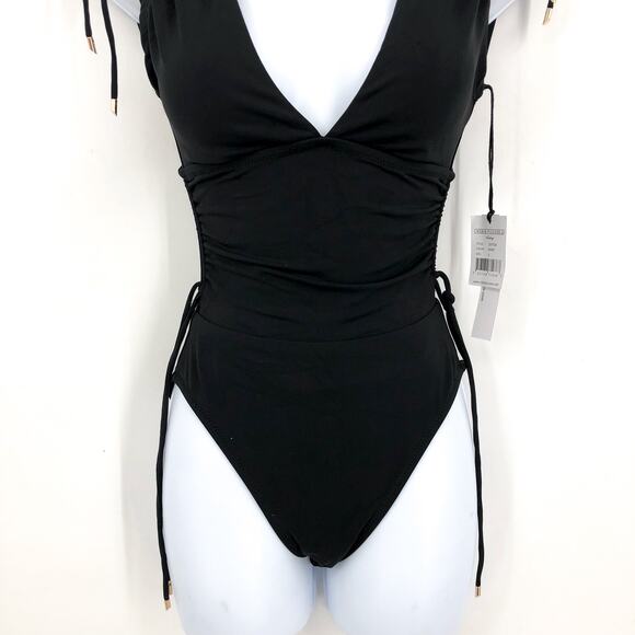 ROBIN PICCONE Aubrey One-Piece Swimsuit Size 2 Black Plunging V-Neck NWT - Picture 7 of 11